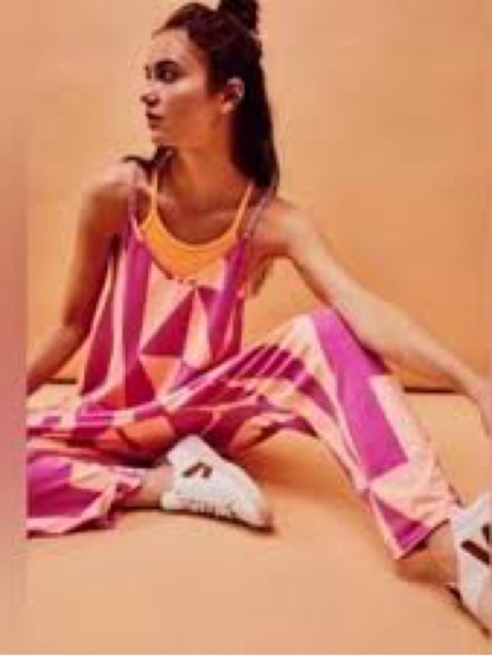 Free People Pink & Orange Hot Shot Jumpsuit